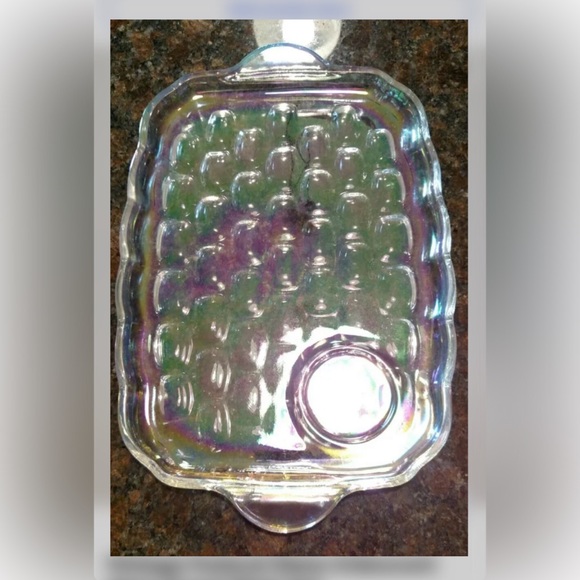 Federal-Vintage Iridescent Glass Snack Plate Set of Four - Picture 4 of 5